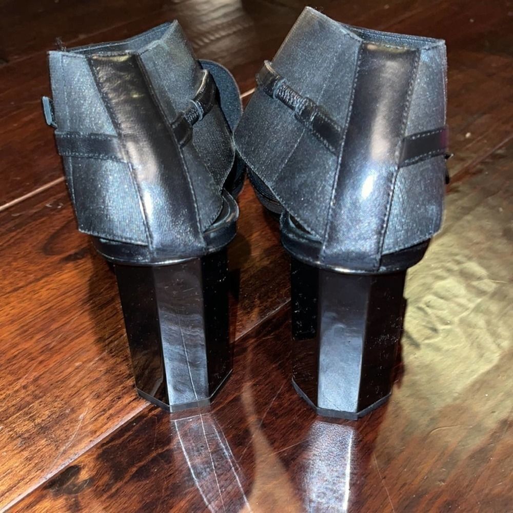 Donald Pliner Buy Black Ankle Strap Black Chunky High Heel Leather Sandals  9.5 - Picture 10 of 11